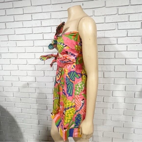 Farm Rio Women’s Graphic Macaws Cotton Mini Dress - Size Large - Picture 7 of 12